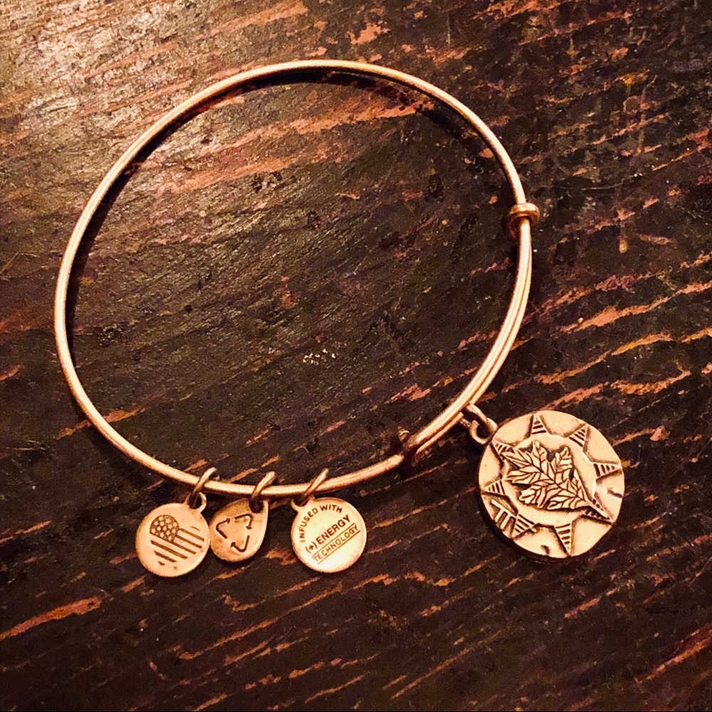 Alex & Ani Gold Oak Ogham Bangle